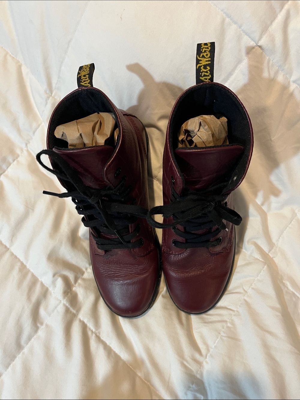 DR. MARTENS LEYTON CHERRY RED LEATHER CASUAL BOOTS - Picture 3 of 8